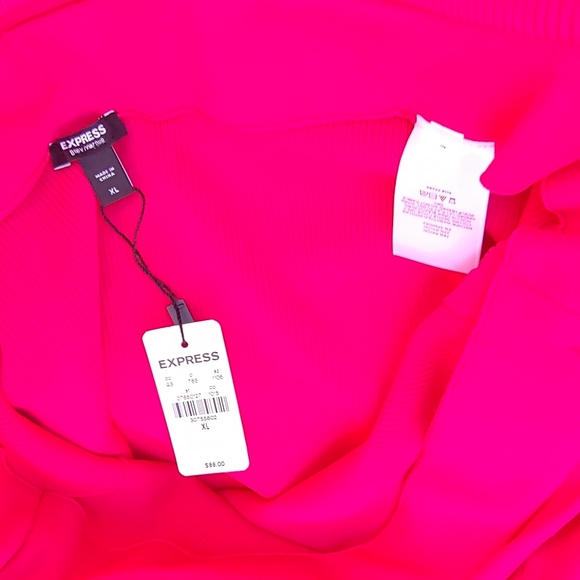 ✨ Stunning ✨Express High Waist Body Contour Midi Pencil Sweater Skirt Pink XL - Picture 8 of 8